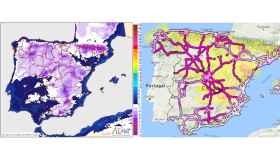 Mapa de heladas y estado de las carreteras a 06/02/2018.