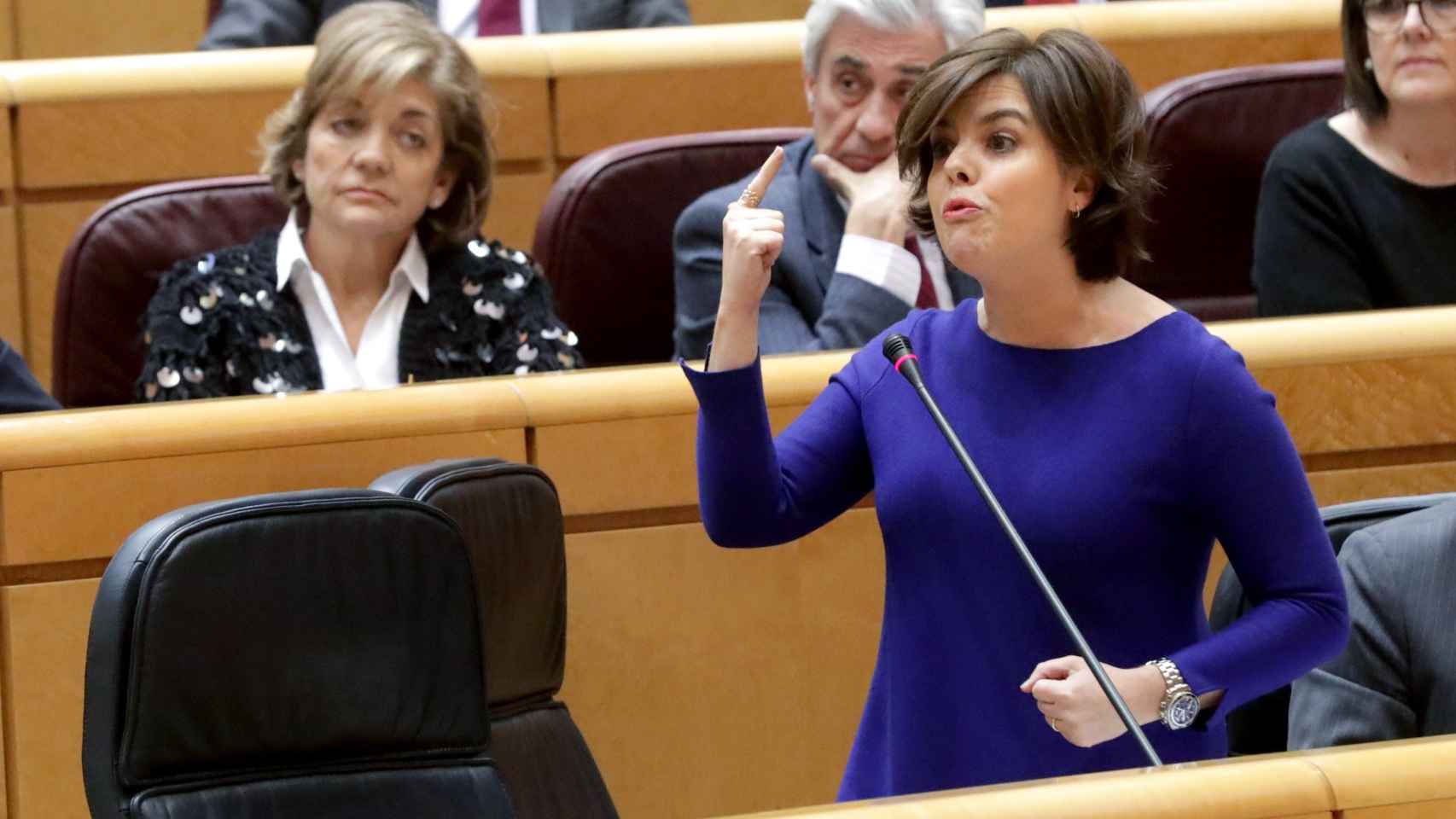 La vicepresidenta, Soraya Sáenz de Santamaría, este martes en el Senado.