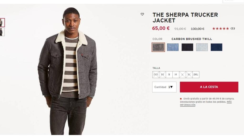 Captura de la compra online de la chaqueta.