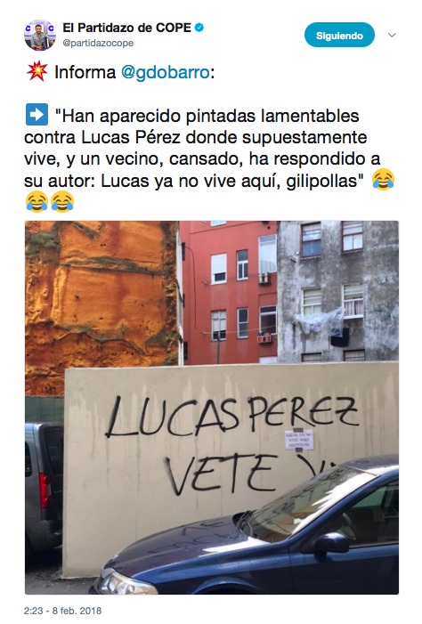 La viral respuesta de un vecino a una pintada contra Lucas Pérez