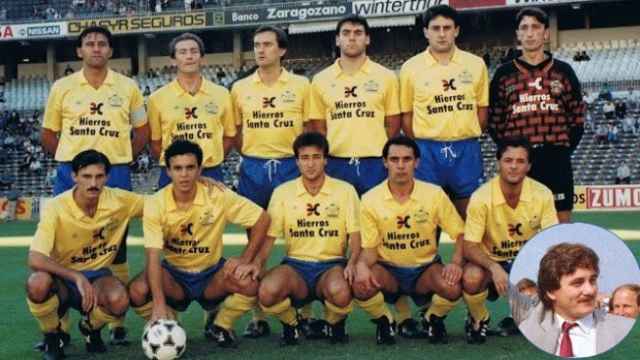 El Cambados, en 1991, en el césped del Real Madrid. El Cambados jugaba en Segunda B tras un ascenso meteórico de apenas dos años.