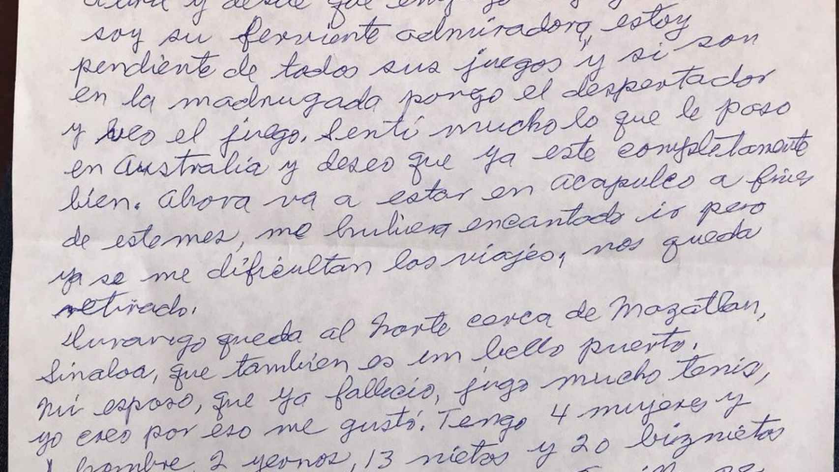 La conmovedora carta para Rafa Nadal de una admiradora de 92 años