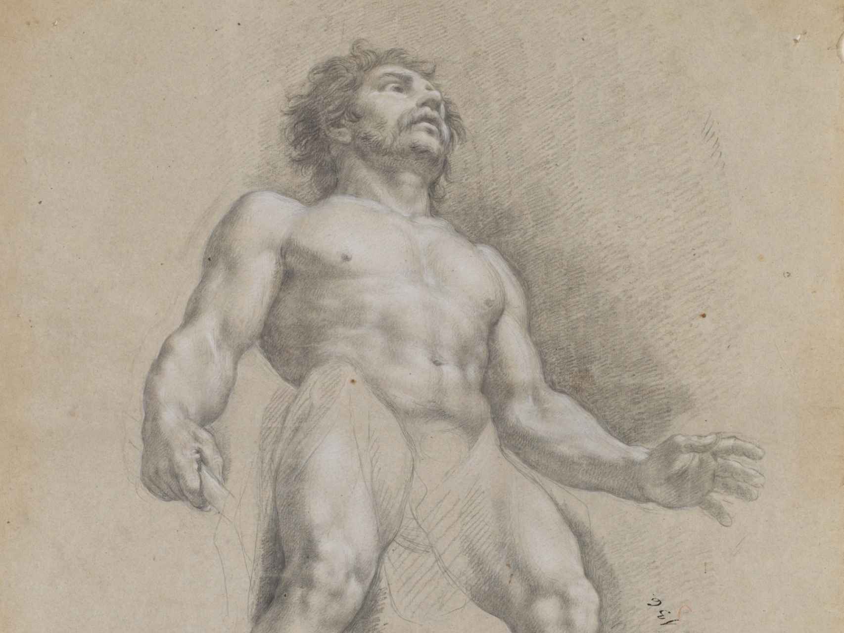 Vulcano, esposo de Venus, engañado con Marte. Dibujo de Bayeu.