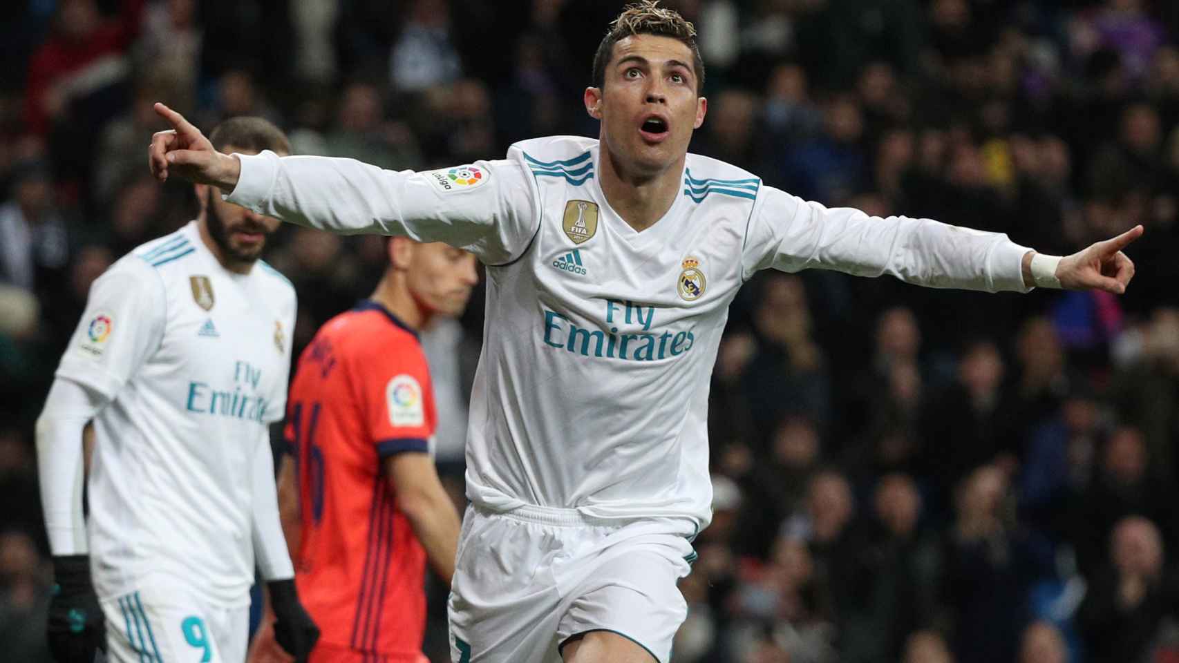 Cristiano Ronaldo celebra uno de sus tres goles a la Real Sociedad.