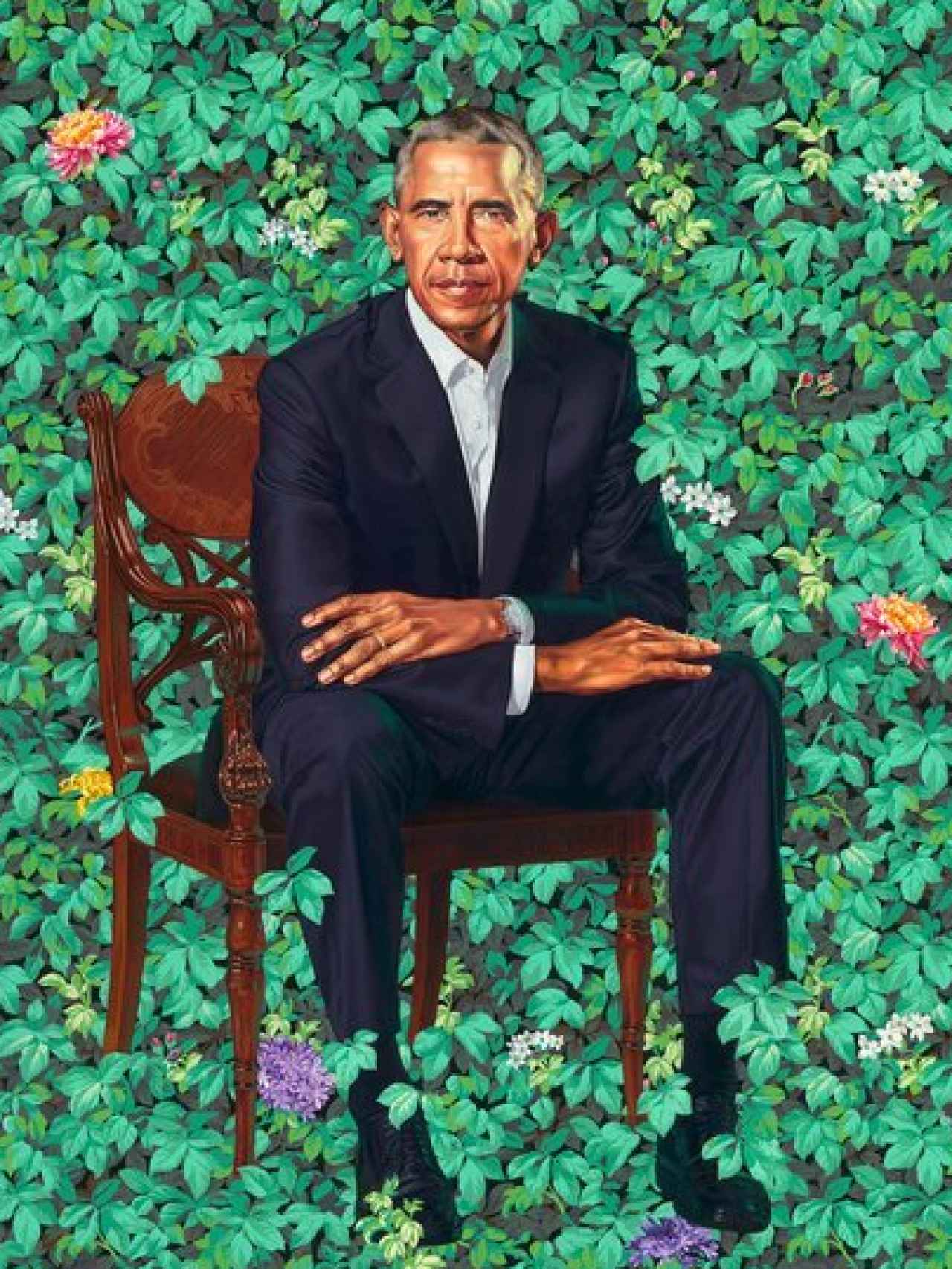 El retrato de Barack Obama, pintado por Kehinde Wiley.