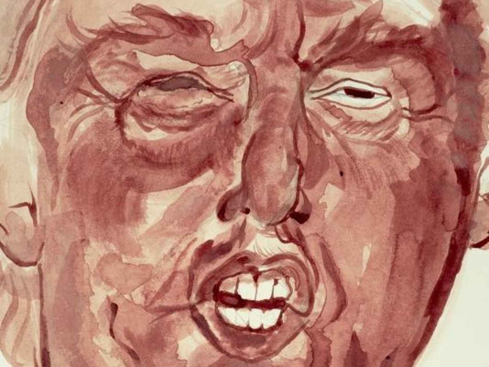 Donald Trump pintado con sangre menstrual. Sarah Levy.