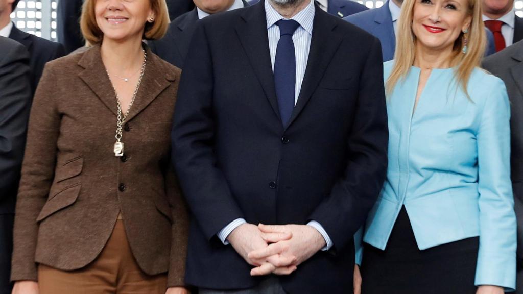 Cospedal, Rajoy y Cifuentes, en un acto del PP.