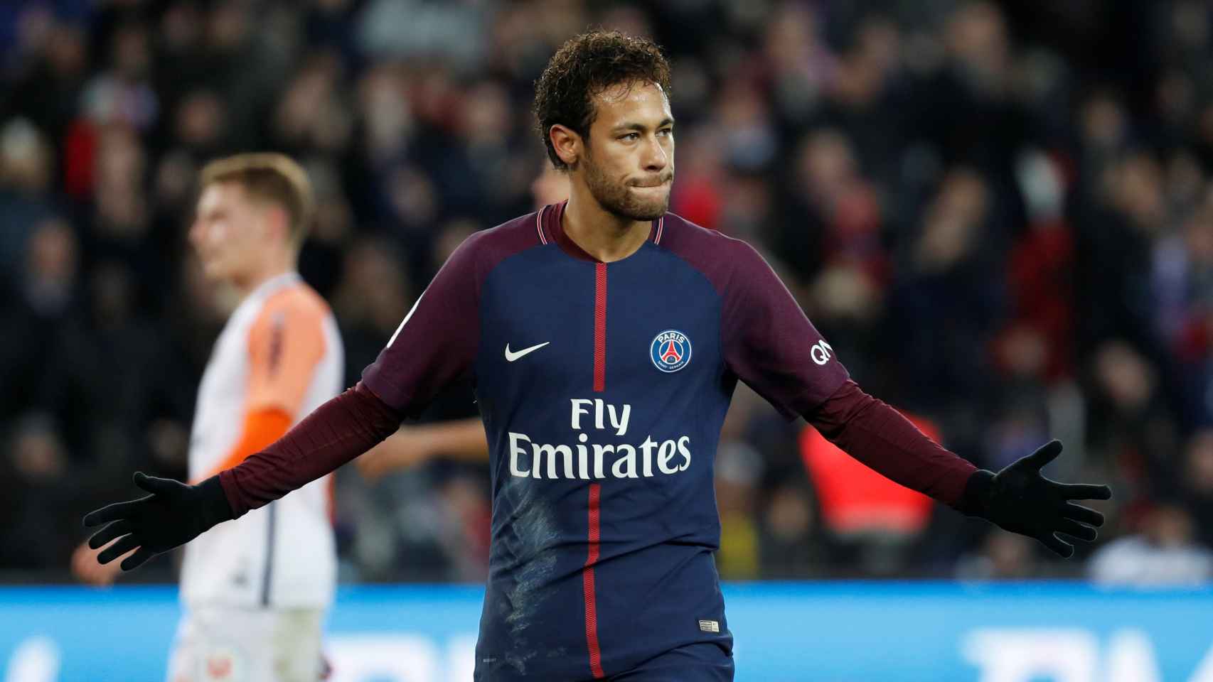 Neymar, en una celebración de un gol del PSG.