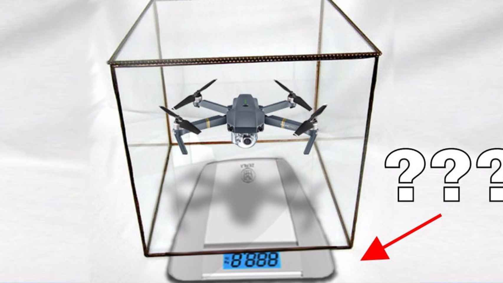 drone dentro de caja en una bascula pesa o no