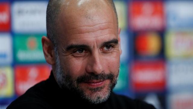 Pep Guardiola antes de la eliminatoria de Champions entre el City y el Basilea.