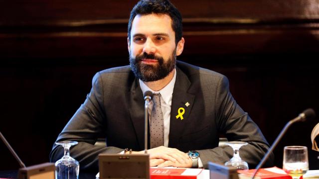 Roger Torrent este martes en la reunión de la Mesa del Parlament