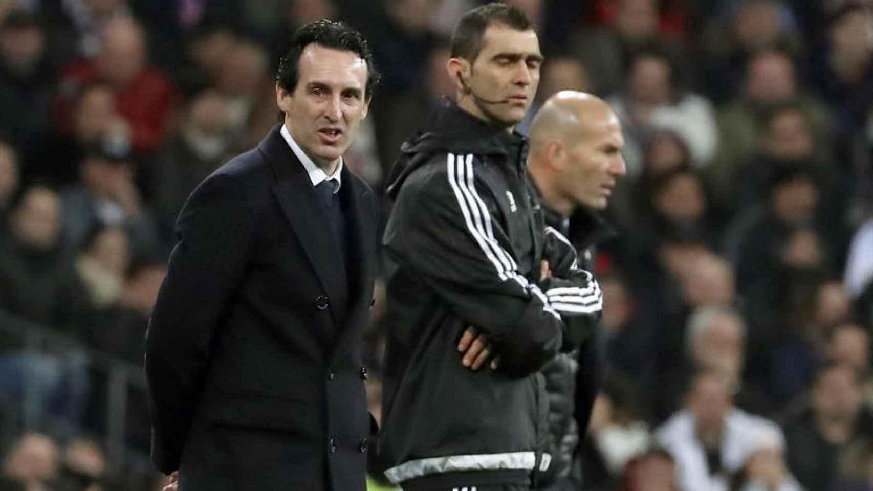 Unai Emery, durante el Real Madrid - PSG.