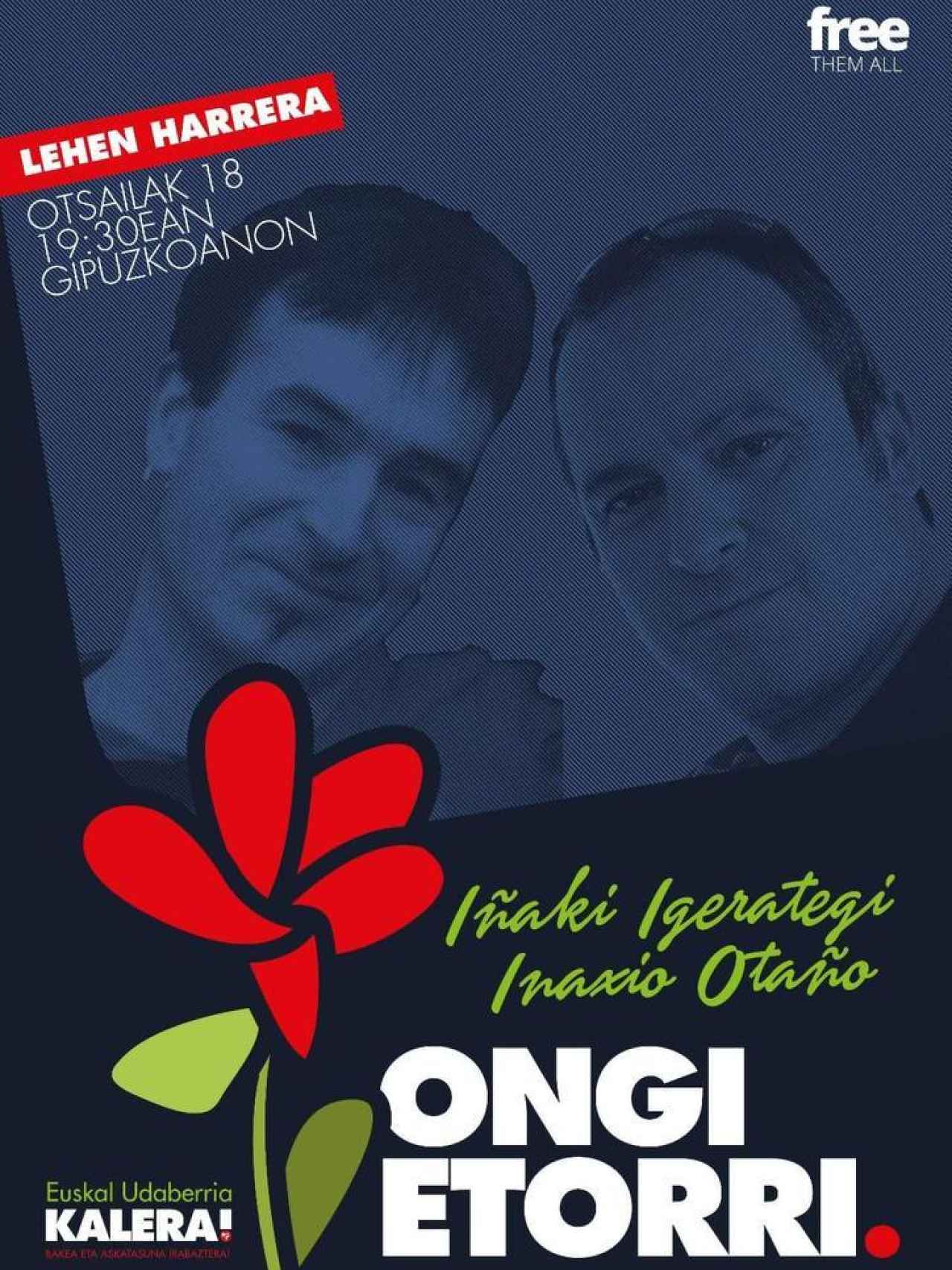 Cartel promocional del acto de bienvenida a Igerategi y Otaño.