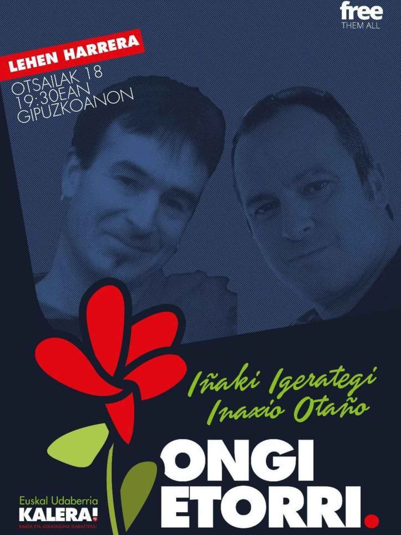 Cartel promocional del acto de bienvenida a Igerategi y Otaño.