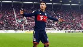 James Rodríguez celebra un gol con el Bayern Múnich. Foto: fcbayer.com
