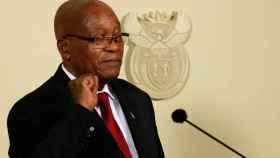 Jacob Zuma anunciando su dimisión.
