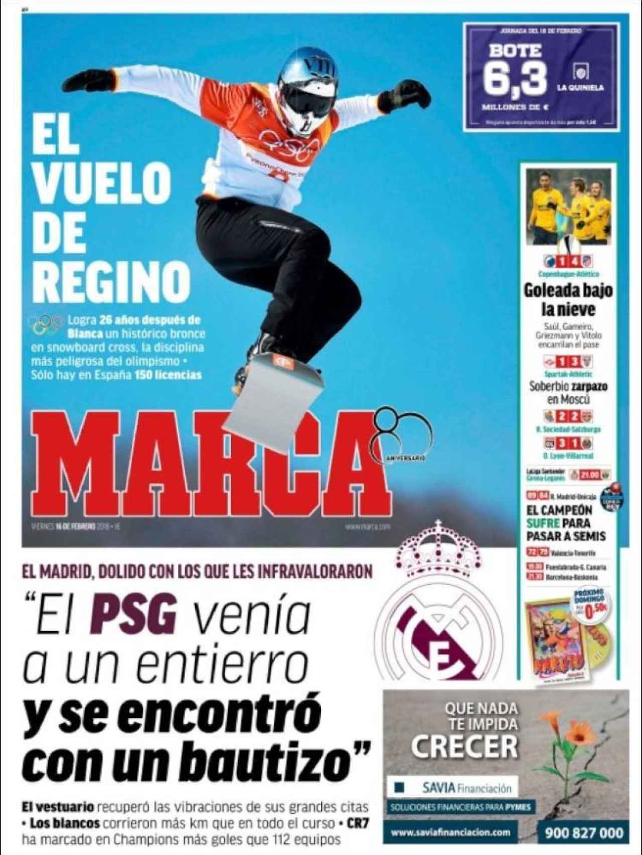 MARCA abre con el histórico bronce de Regino Hernández y la 'resaca' del Real Madrid - PSG