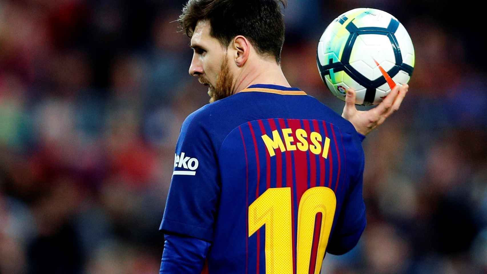 Messi, con el balón, en el partido ante el Getafe.