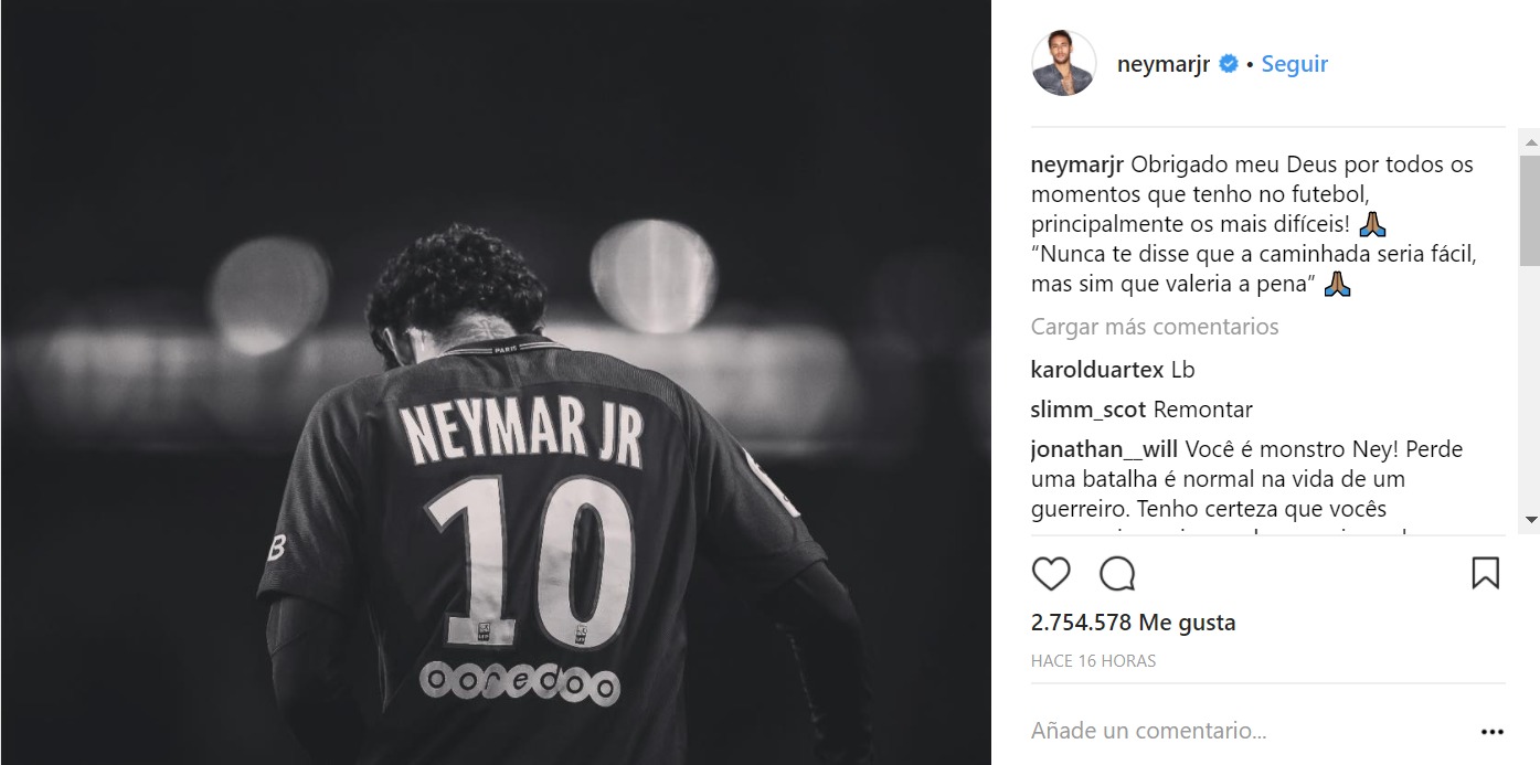 Troleo a Neymar en Instagram tras la derrota ante el Madrid
