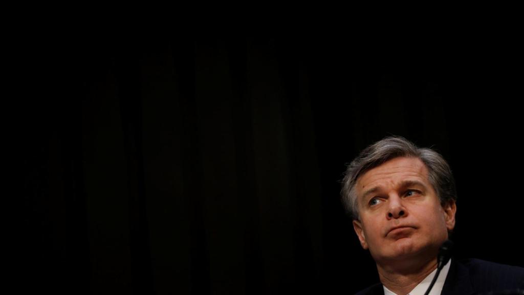 El director del FBI, Christopher Wray, durante una declaración en el Senado.