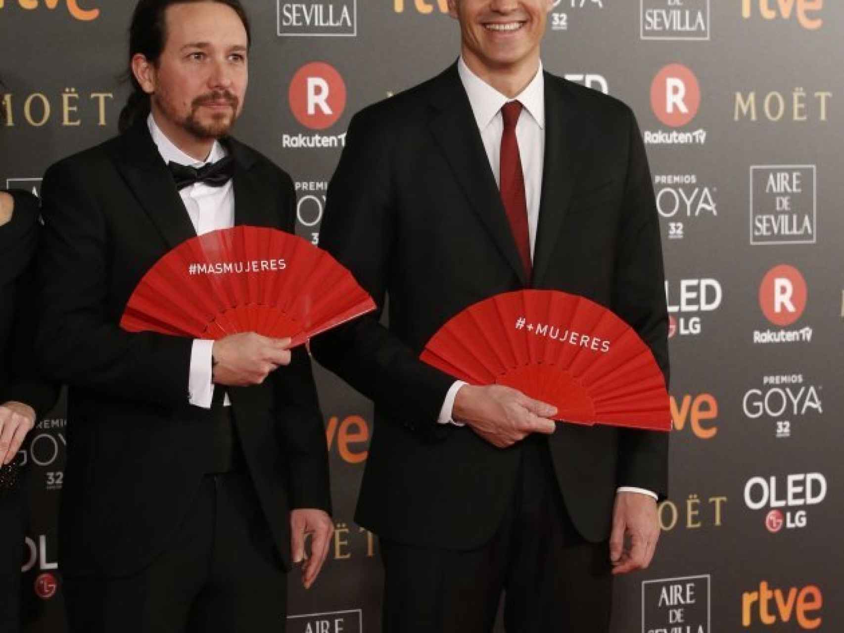 Pablo Iglesias junto a Pedro Sánchez en la gala de los Goya de 2018