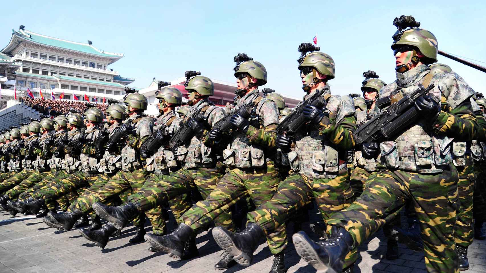 Soldados norcoreanos, durante la celebración del 70 aniversario del Ejército del Pueblo.