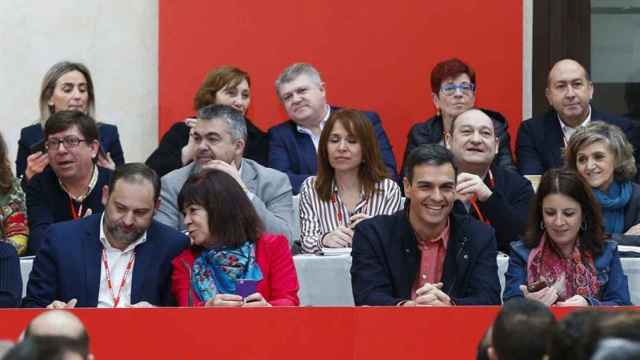 Sánchez y su Ejecutiva, en el Comité Federal de Aranjuez, este sábado.