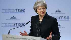 Theresa May, durante su intervención en la Conferencia de Seguridad de Múnich.
