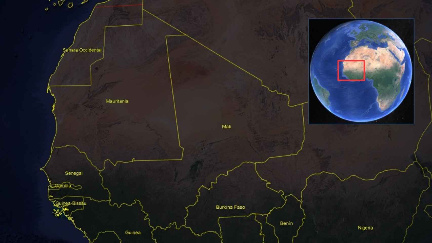 Ubicación geográfica de Mali.