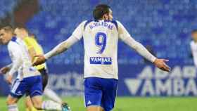 Borja Iglesias celebra un gol. Foto: Twitter (@BorjaIglesias9).