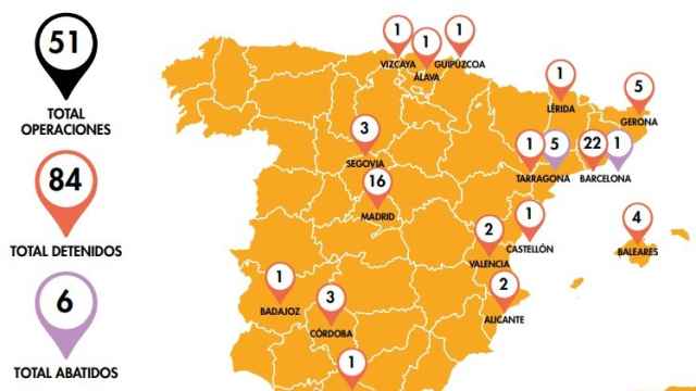 Operaciones policiales con detenciones de yihadistas en España en 2017.