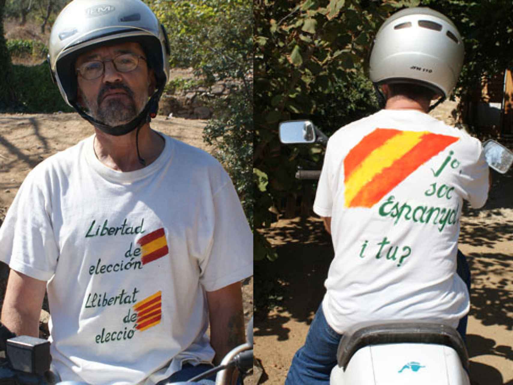 José Luis Aguerri, padrastro de Nil, con una camiseta a favor de la enseñanza en castellano.