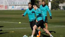 Cristiano y Bale durante el entrenamiento