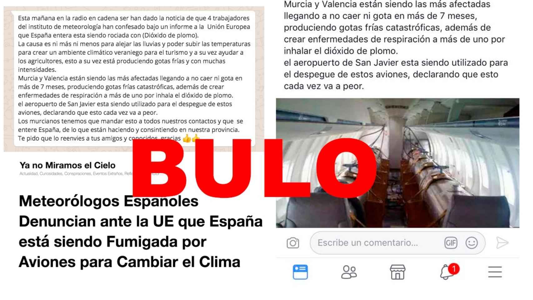 El bulo sobre el 'rociado' de España, desmentido por 'Maldito Bulo'.