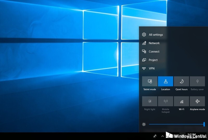 centro de control windows 10