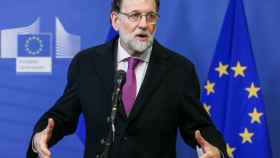 Rajoy durante la rueda de prensa en Bruselas