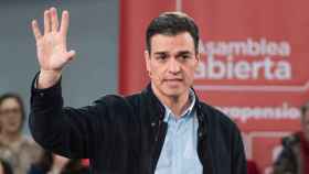 Pedro Sánchez, este miércoles en una asamblea abierta con militantes en Bilbao.