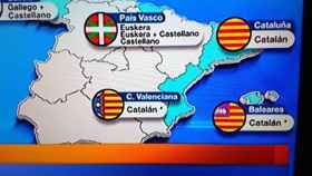 Mapa de las lenguas oficiales en España, según TVE.