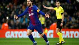 Messi celebra un gol al Girona en un reciente partido de Liga.