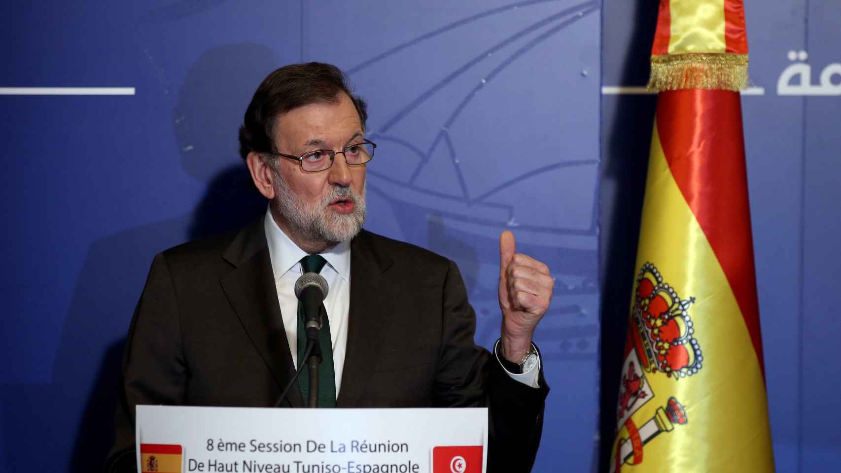 Rajoy en la rueda de prensa de este lunes en Túnez