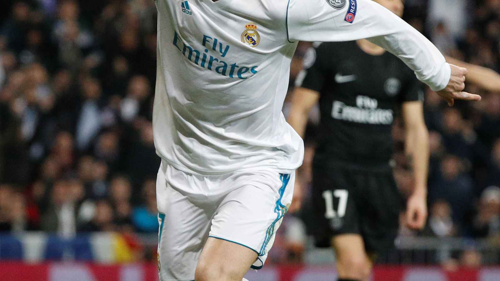 Cristiano Ronaldo en la celebración de un gol al PSG.