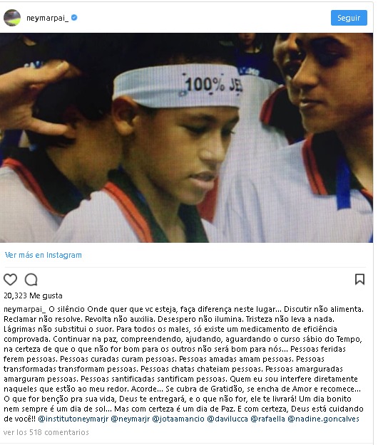 El profundo mensaje del padre de Neymar tras la lesión de su hijo