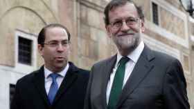 Mariano Rajoy, y su homólogo tunecino, Yusef Chahed, este lunes.