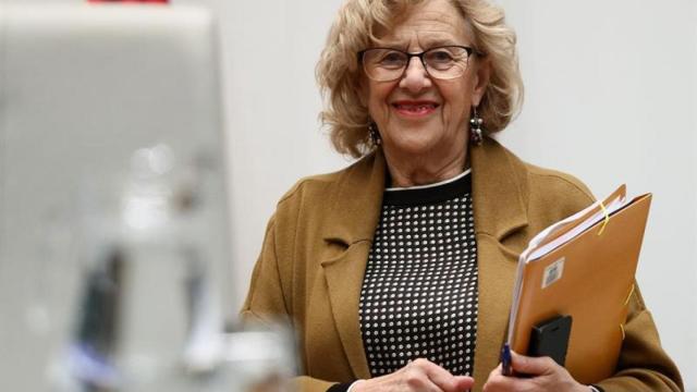 Manuela Carmena durante el pleno del Ayuntamiento de Madrid.