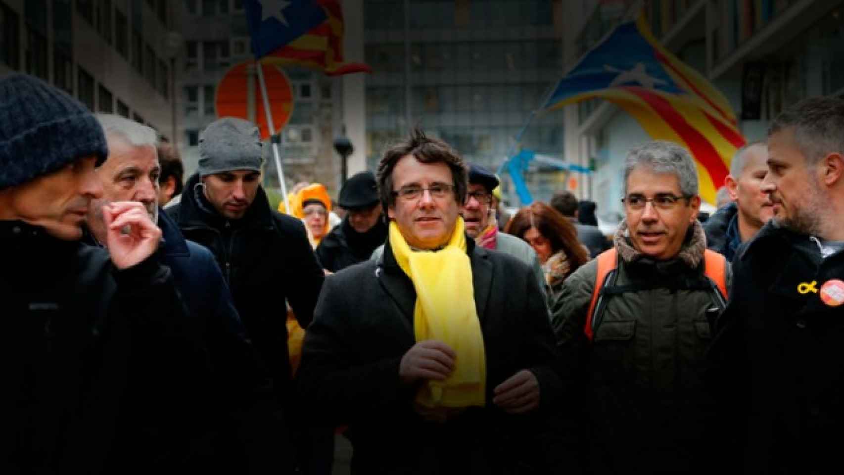 Puigdemont, durante la manifestación independentista en Bruselas.