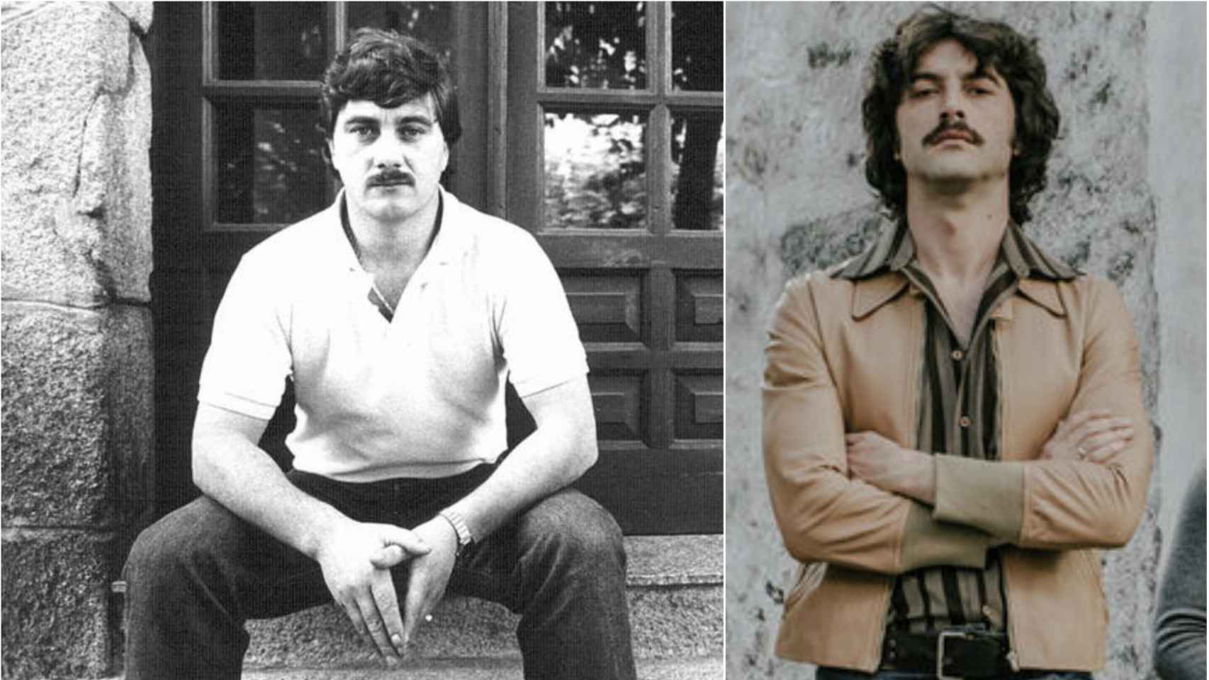 A la izquierda, el narco gallego cuando era joven. A la derecha, el actor Javier Rey caracterizado como Sito Miñanco para la serie.