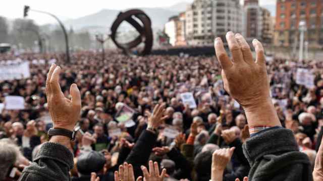 Pensionistas manifestándose en Bilbao por el futuro del sistema.