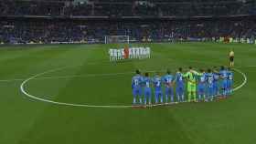 El minuto de silencio en el encuentro disputado entre Real Madrid y Getafe.