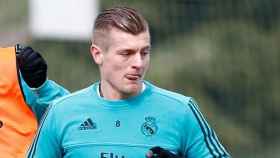 Kroos, en el entrenamiento del Real Madrid