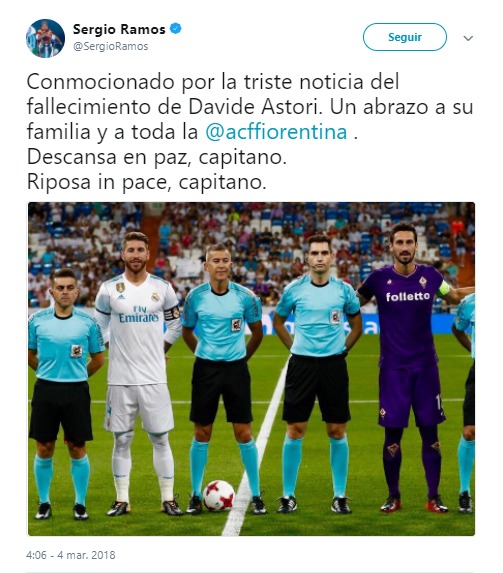 La bonita despedida de Sergio Ramos a Astori